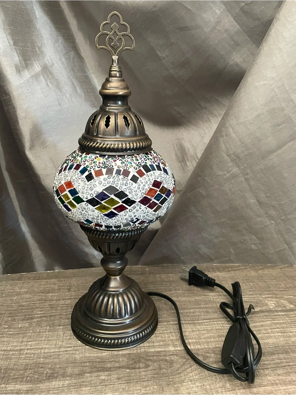 Handmade Turkish Mosaic Table Lamp – Colorful Boho Moroccan Style Accent Light